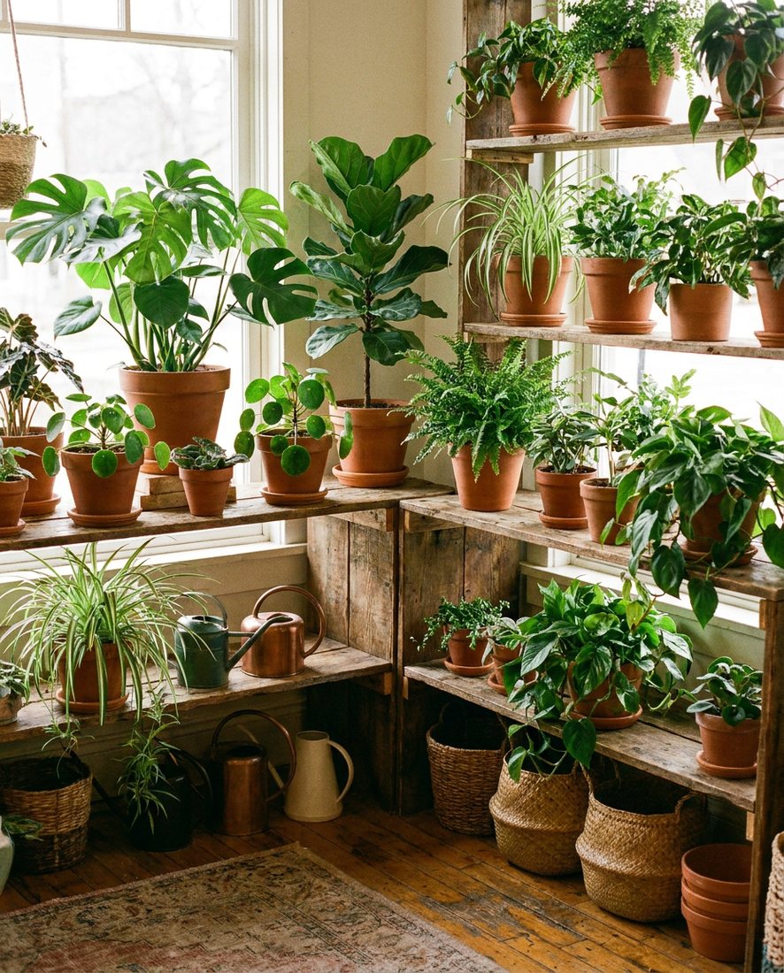 Kamerplanten in terracotta potten